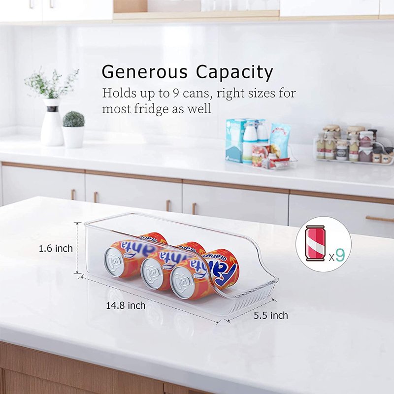 Stackable Clear Plastic Soda Can Organizers Square Freezer Countertop Cabinets Pantry Storage Rack for Food for Fridges Cabinets