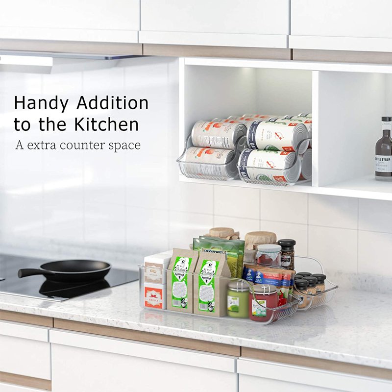 Stackable Clear Plastic Soda Can Organizers Square Freezer Countertop Cabinets Pantry Storage Rack for Food for Fridges Cabinets
