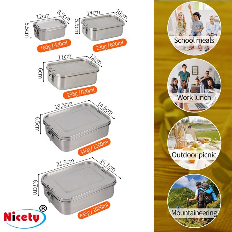 Customized Lunch Box With Stainless Steel Meal Prep Bento Lunch Box Eco Friendly Leakproof Food Containers For Kid