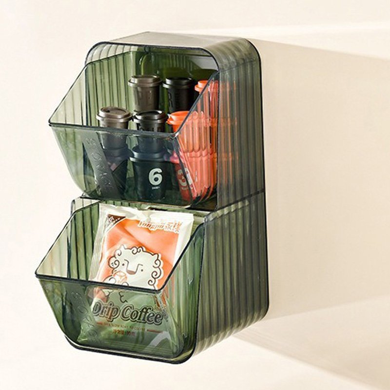 Drawer Style Wall Mounted Stationery Storage Box Plastic Cosmetic Tea Bag Coffee Sugar Storage Containers Desktop Organizer