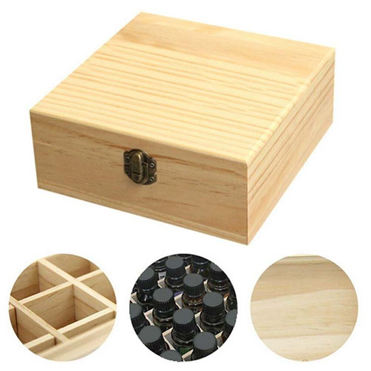 Home Storage Essential Oil Packaging Box 25 Grid 30ml Glass Bottle Detachable Wooden Storage Box With Lid