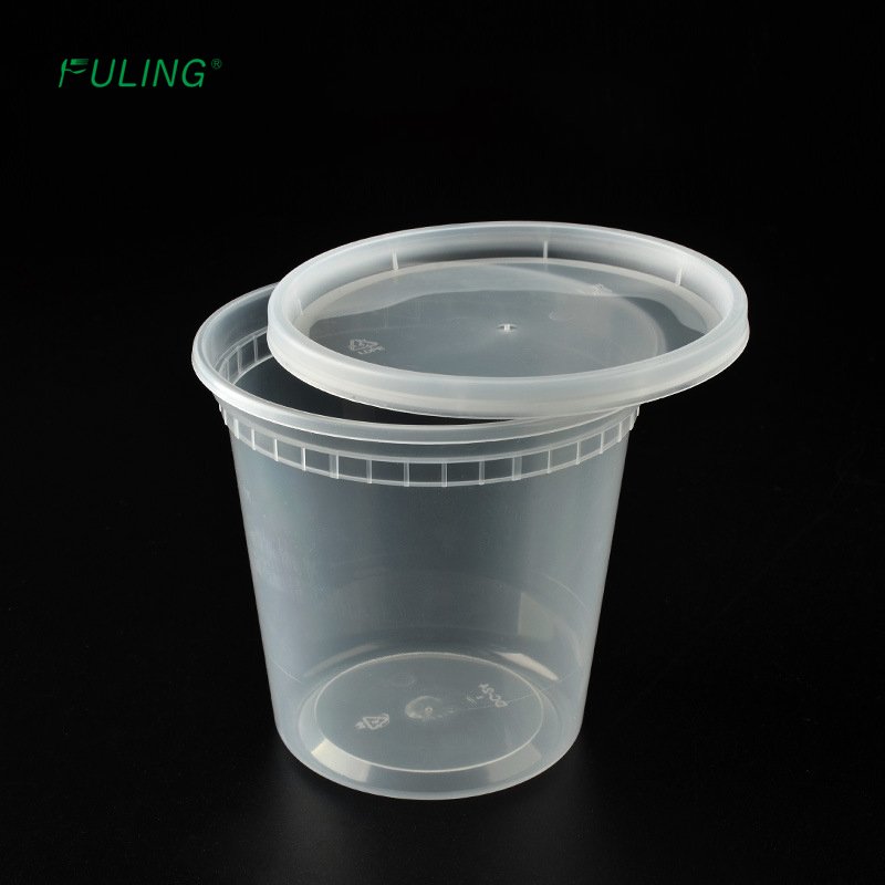FULING Microwave 16 oz 32 oz Food Takeout Deli Container With Lid, Disposable Plastic Airtight Food Storage Container