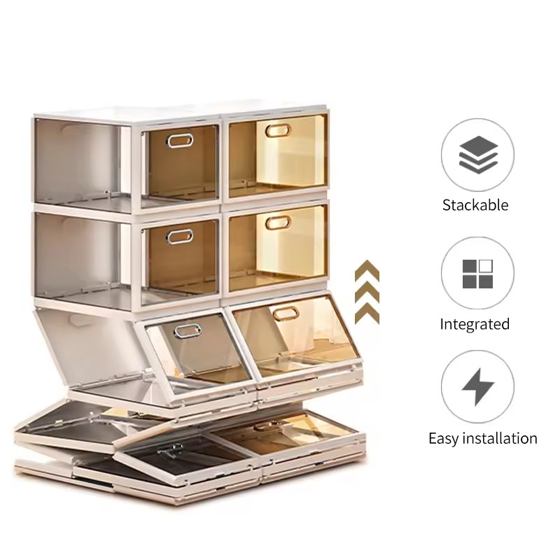 High Quality Foldable Sneaker Box Storage Drawers Plastic Shoe Collapsible Storage Boxes & Bins