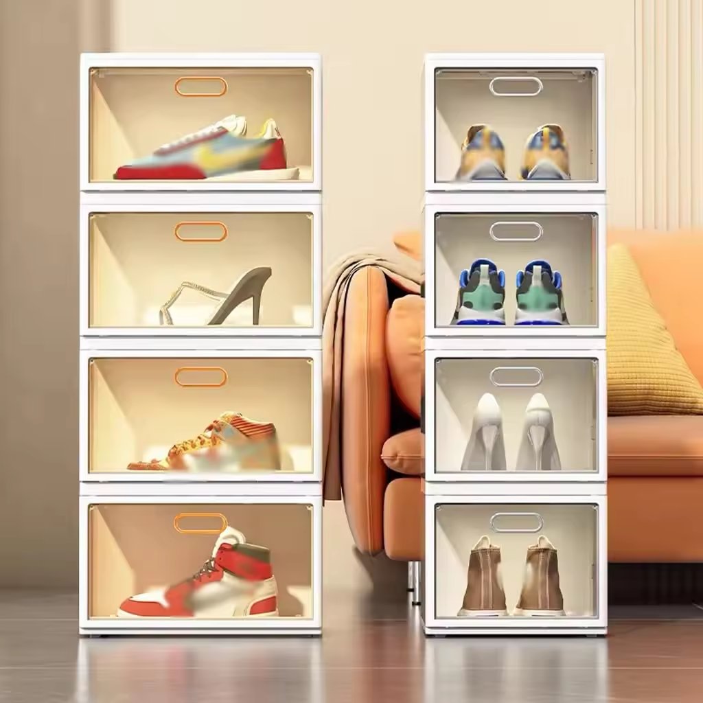 High Quality Foldable Sneaker Box Storage Drawers Plastic Shoe Collapsible Storage Boxes & Bins