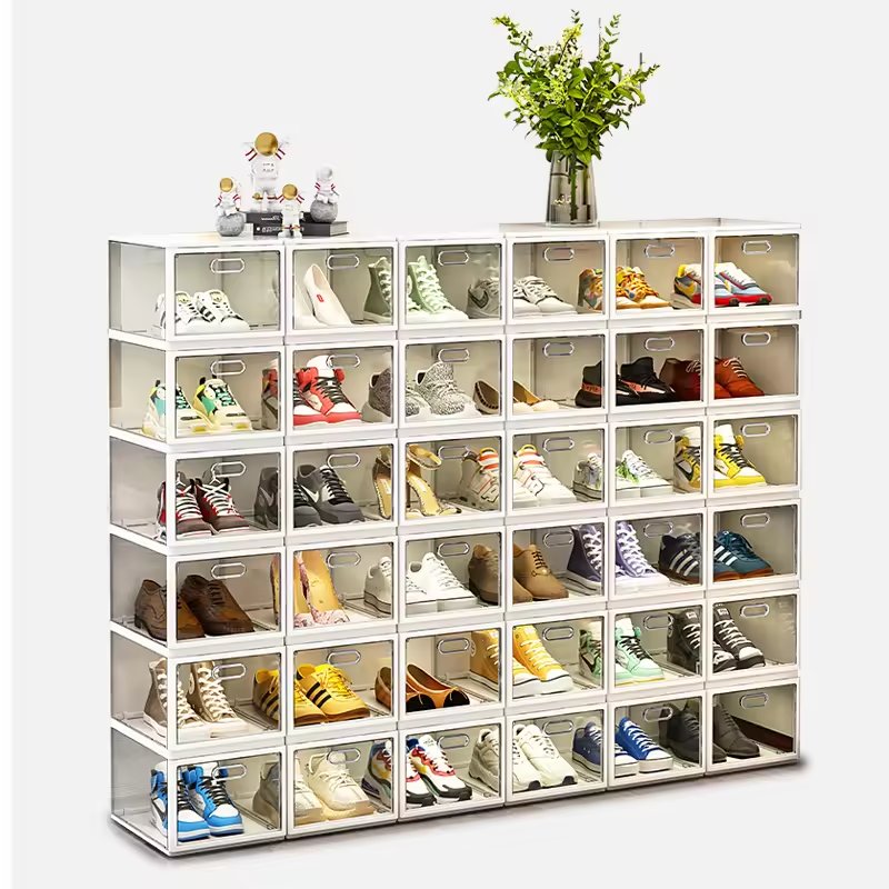 High Quality Foldable Sneaker Box Storage Drawers Plastic Shoe Collapsible Storage Boxes & Bins
