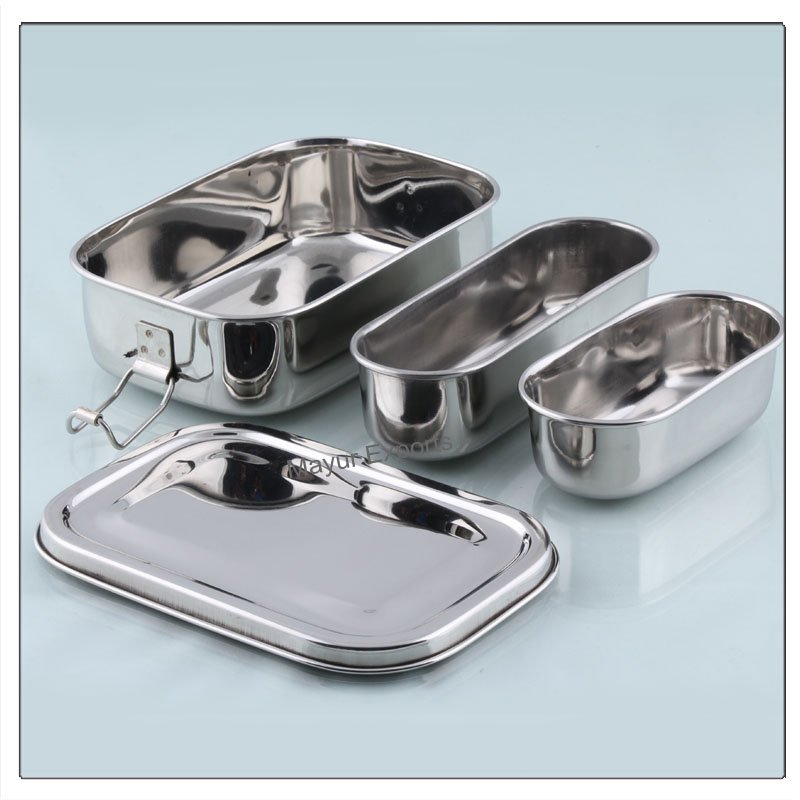 Sustainable Stainless Steel Lunch Box with Snack Cups Fresh Style Metal Food Storage Preserved for Preservation