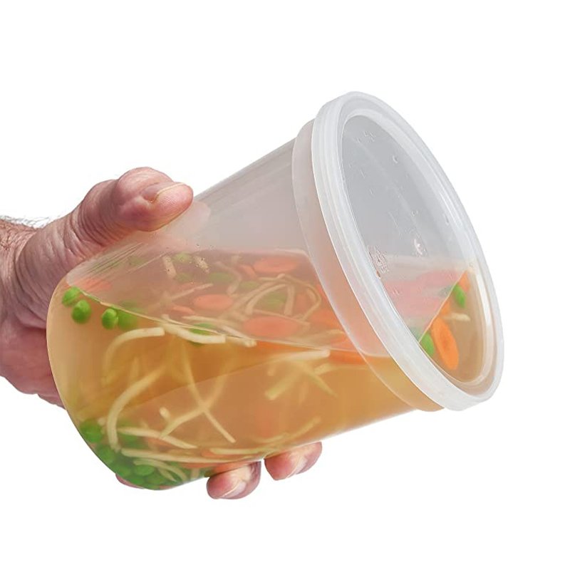 8oz, 12oz, 16oz, 24oz, 32oz PP PE Freezer clear Deli Cups BPA-Free Leakproof Round Meal Prep Food Storage Containers with Lids