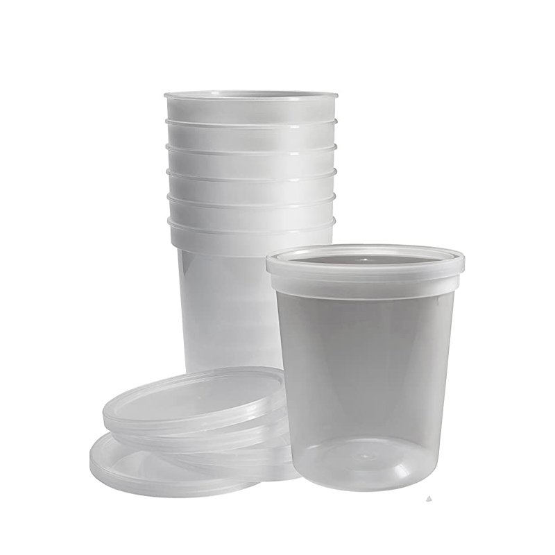 8oz, 12oz, 16oz, 24oz, 32oz PP PE Freezer clear Deli Cups BPA-Free Leakproof Round Meal Prep Food Storage Containers with Lids