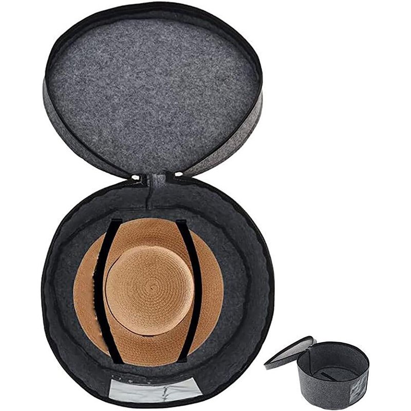 Round collapsible soft Luxury Dust Dirt Proof Cover felt Travel Hat Boxes Hat Organizer Hat storage box with Lids