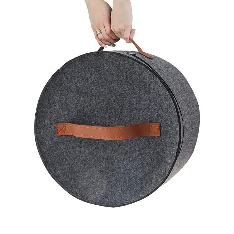 Round collapsible soft Luxury Dust Dirt Proof Cover felt Travel Hat Boxes Hat Organizer Hat storage box with Lids