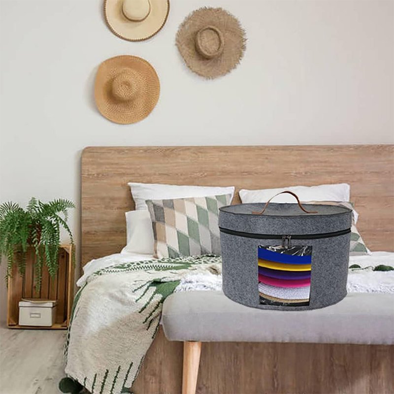 Round collapsible soft Luxury Dust Dirt Proof Cover felt Travel Hat Boxes Hat Organizer Hat storage box with Lids
