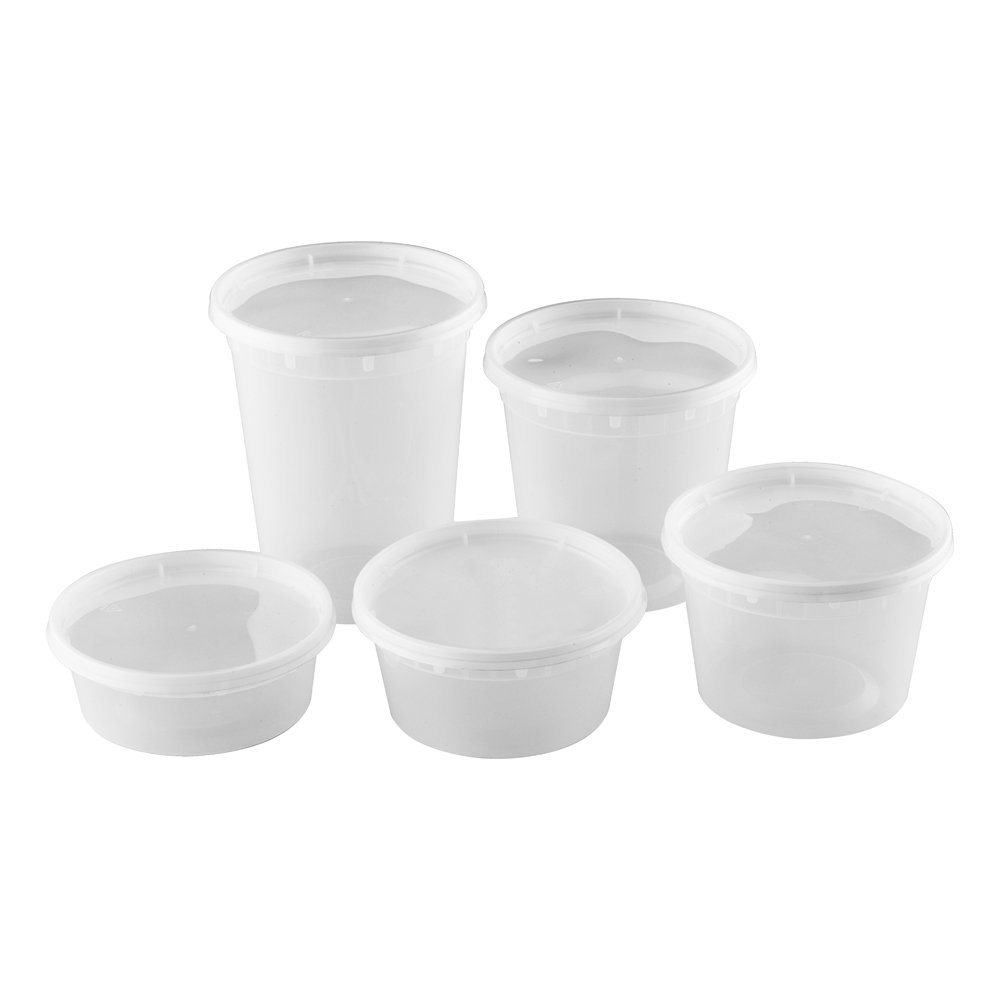 Tiya Disposable Hard Plastic Soup Food Storage Deli Cup Leakproof Airtight Plastic Deli Containers With Lid