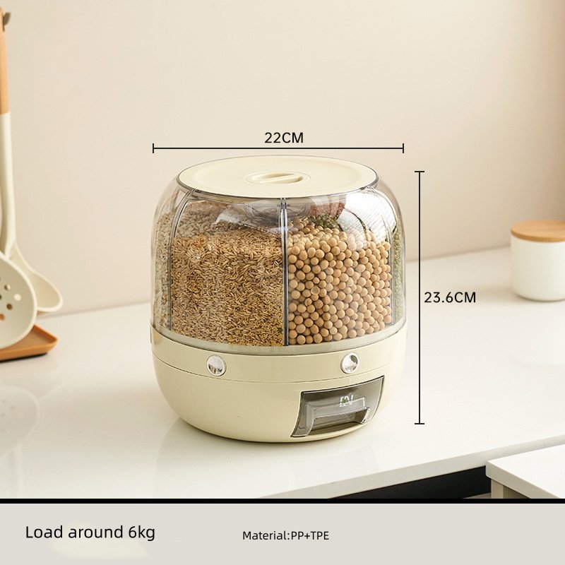 kitchen round Rotating Cereal Containers Food Storage Container Grain Cereal Rice Dispenser With Cup organizer