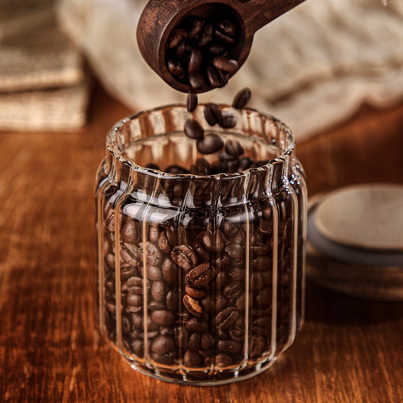 Ribbed Glass Jar Decorative Organizer Bottle Food Storage Container Canisters for Home Kitchen Storage