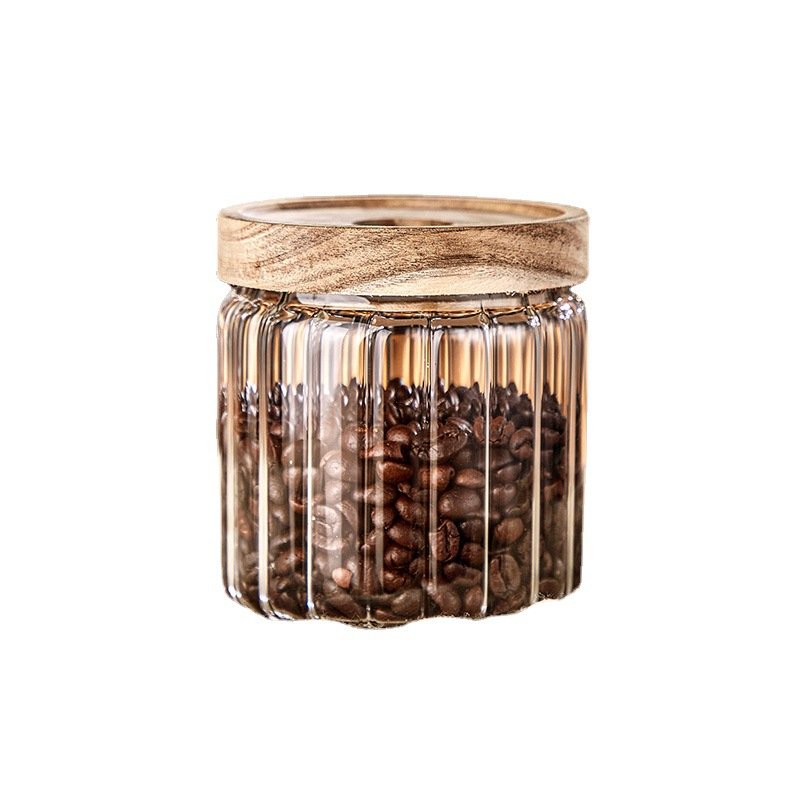 Ribbed Glass Jar Decorative Organizer Bottle Food Storage Container Canisters for Home Kitchen Storage