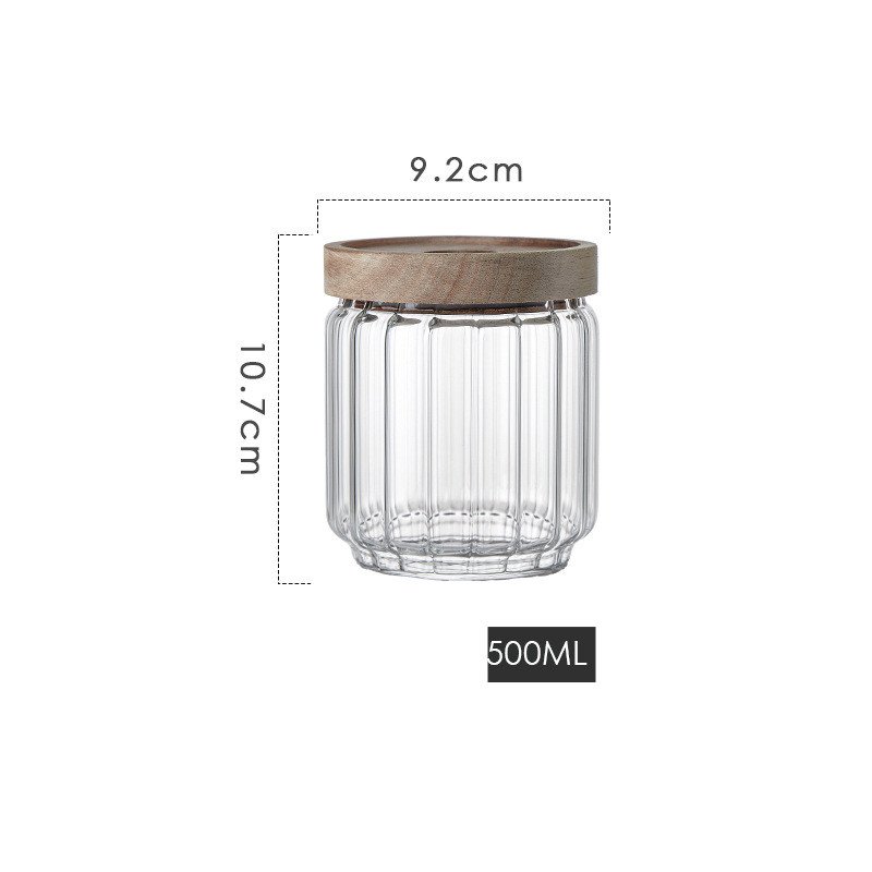 Ribbed Glass Jar Decorative Organizer Bottle Food Storage Container Canisters for Home Kitchen Storage