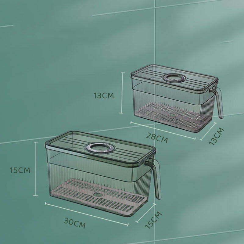 Transparent with handle kitchen drain box basket fruit vegetable food refrigerator frozen storage box food container