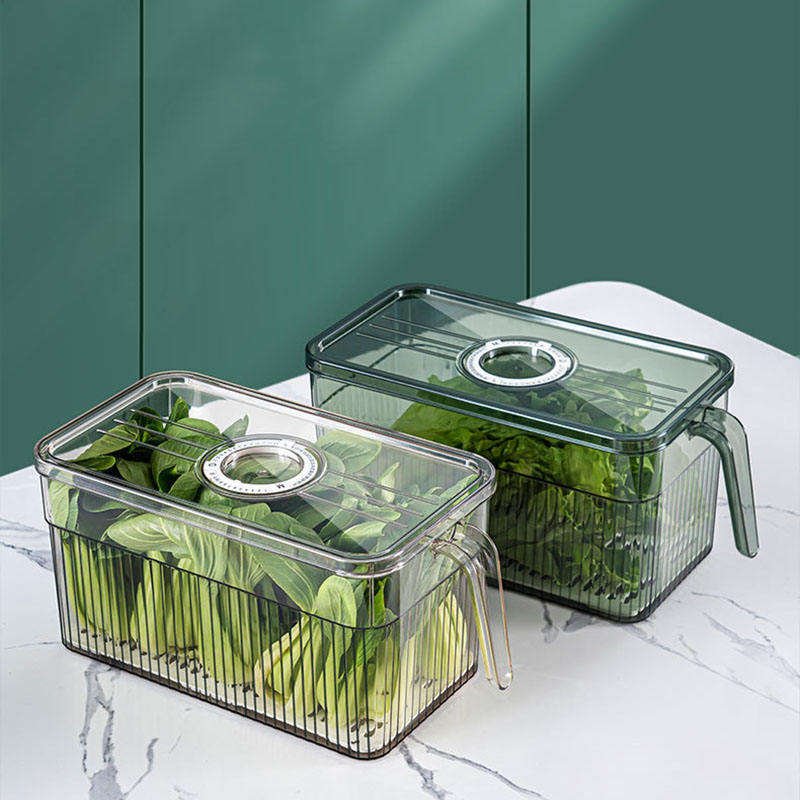 Transparent with handle kitchen drain box basket fruit vegetable food refrigerator frozen storage box food container
