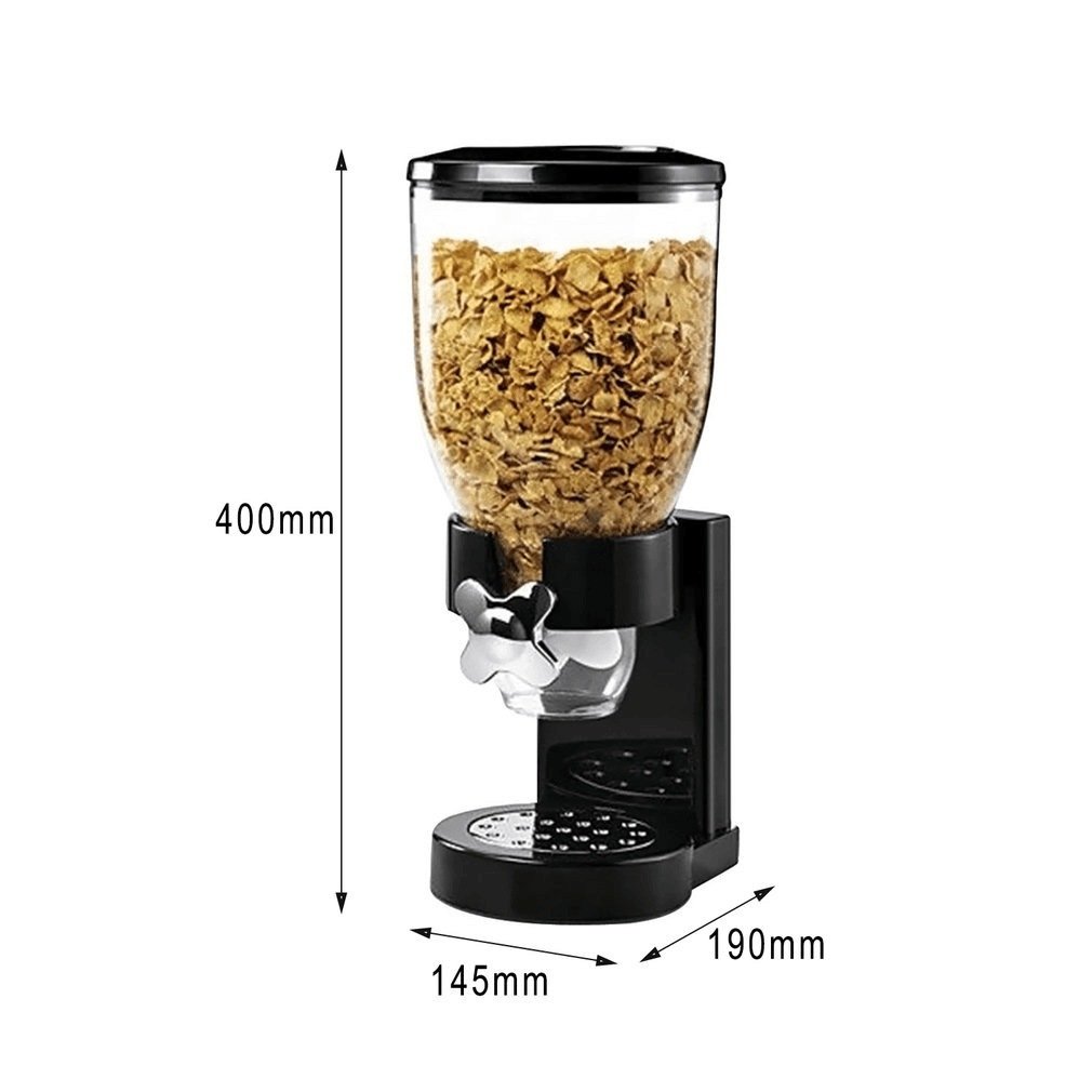 Orderly Transparent Grains Cereal Bucket Dispenser Black 2Grids Customized Snack Dispenser Dry Food storage