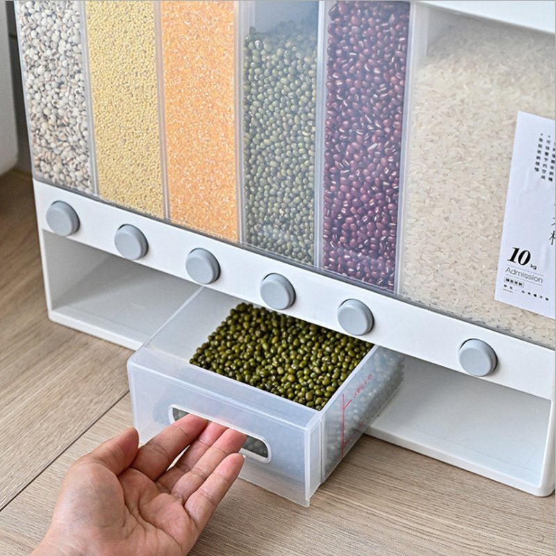 Multifunctional Kitchen Divided Grain Cereal Rice Dispenser Kitchen Seal Bucket Rice Food Storage Container