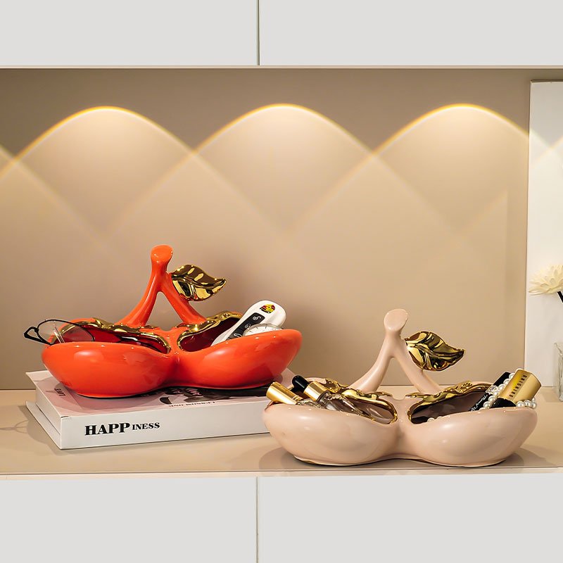 Creative ceramic cherry-shaped furniture storage boxes and lockers for storage of keys and sundries storage boxes