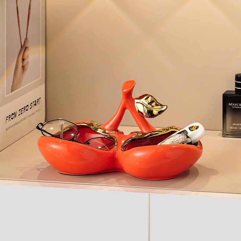 Creative ceramic cherry-shaped furniture storage boxes and lockers for storage of keys and sundries storage boxes