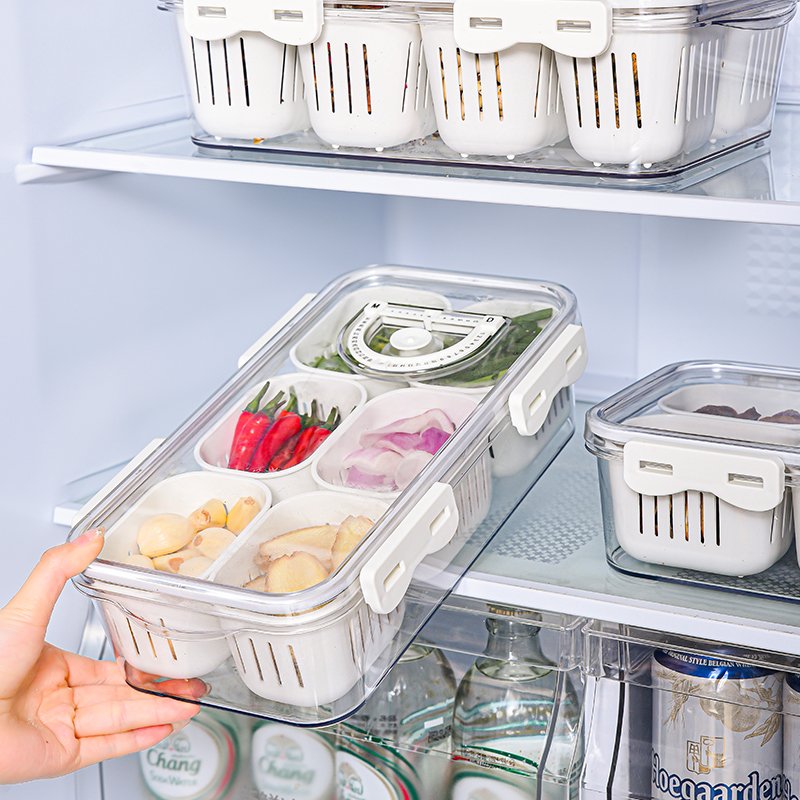 Multifunction Kitchentransparent Food Seasoning Box With Lid Storage Box Spice 8 Compartments Storage Container