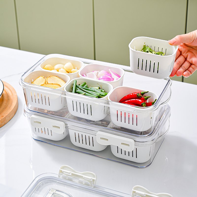 Multifunction Kitchentransparent Food Seasoning Box With Lid Storage Box Spice 8 Compartments Storage Container