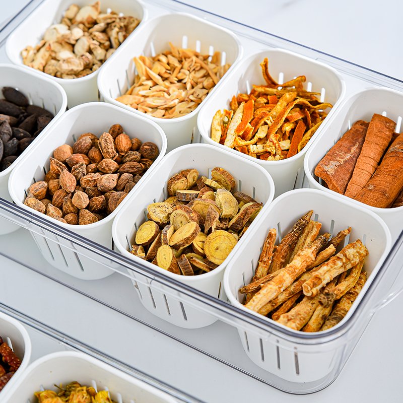 Multifunction Kitchentransparent Food Seasoning Box With Lid Storage Box Spice 8 Compartments Storage Container