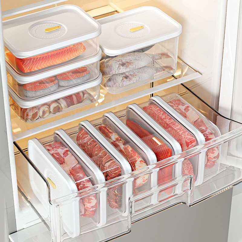 Factory cheap price refrigerator storage box frozen meat timer storage bin with lid for vegetables for kitchen