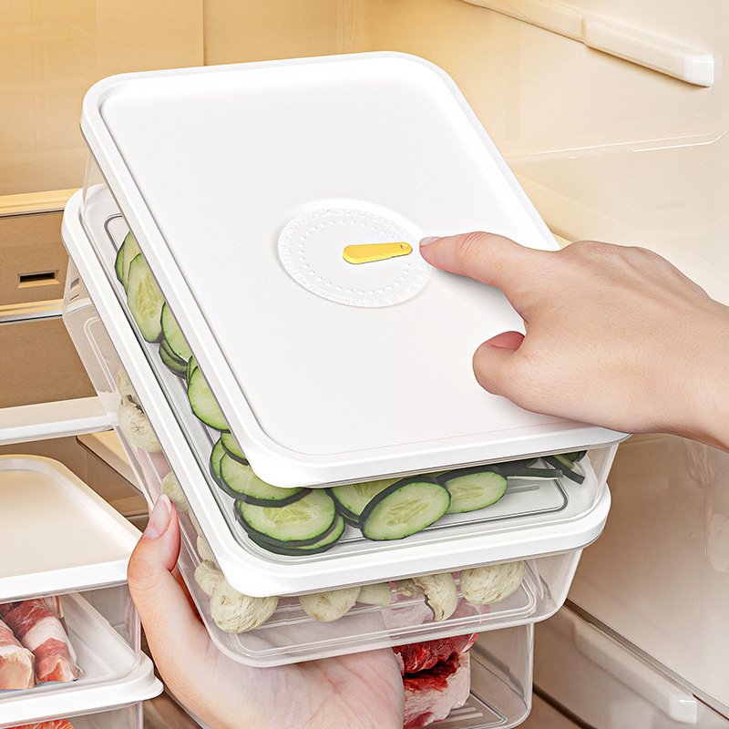 Factory cheap price refrigerator storage box frozen meat timer storage bin with lid for vegetables for kitchen