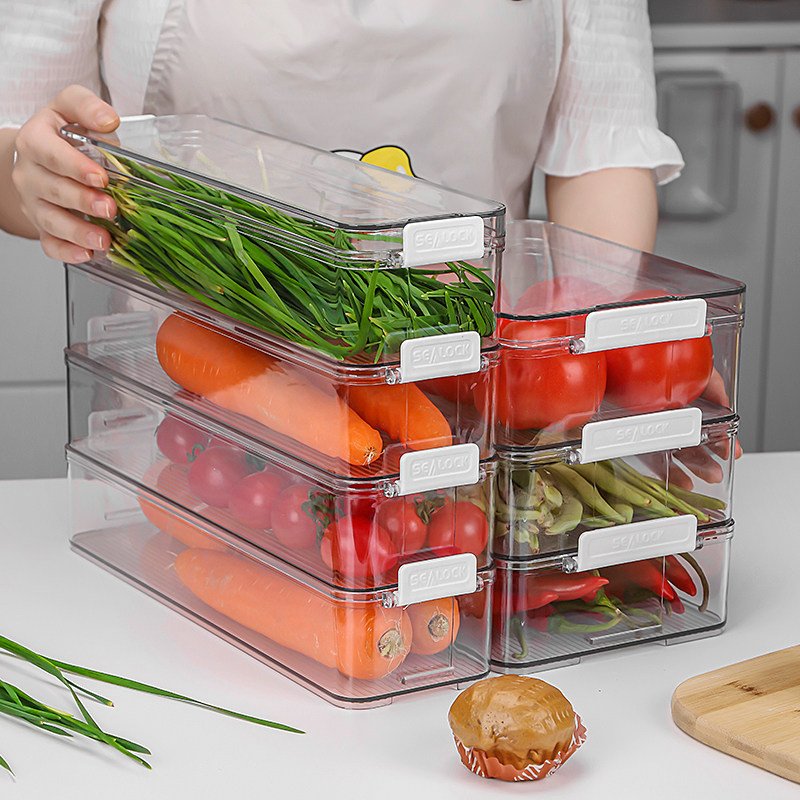 Home Refrigerator Fridge Organizer Food Containers Refrigerator Storage Bin with lids