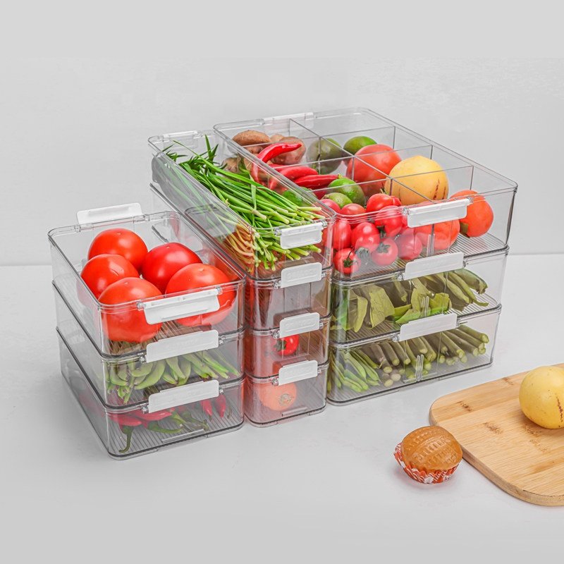 Home Refrigerator Fridge Organizer Food Containers Refrigerator Storage Bin with lids