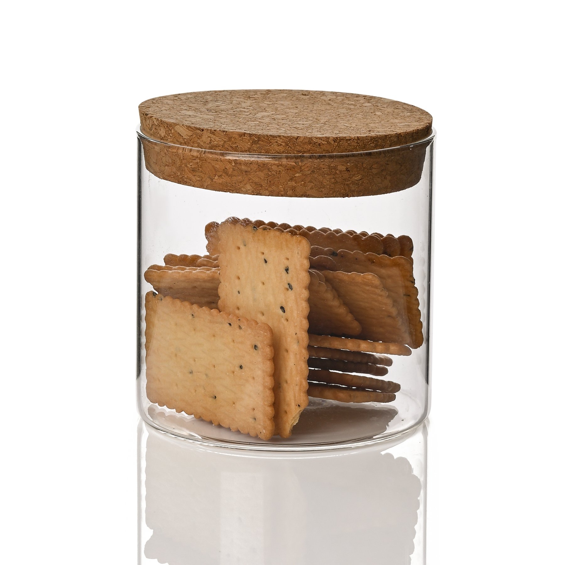 Round Airtight Coffee Tea Spice Glass Jar Kitchen Organizer Bottles Glass Food Storage Jars with Bamboo Lid