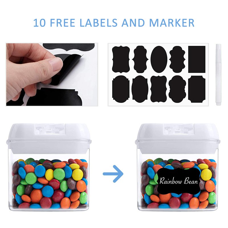 BPA Free Plastic 9 Pieces Pack Food Storage Canister Kitchen Organizes Pot Airtight Cereal Container Set With Lid