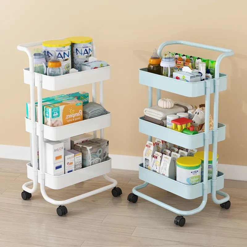 Kitchen Office Basket 3 Tier Storage Organizer Shelf Storage Rack Plastic Utility storage Cart