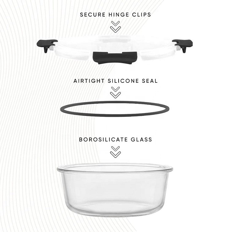 1000ML Borosilicate Glass Storage Containers with Lids
