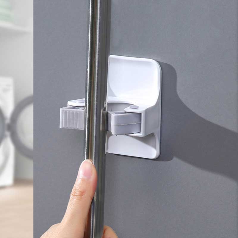 Household Storage Tool Bathroom Kitchen Broom Mop Holder Self Adhesive Wall Mount Mop Racks No Drilling Durable