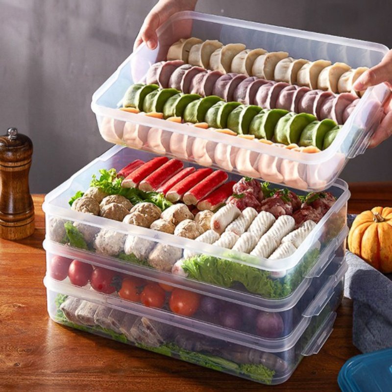 Refrigerator Food Storage Box Kitchen Accessories Organizer Fresh Box Dumplings Vegetable Egg Holder Microwave Case Kitchen