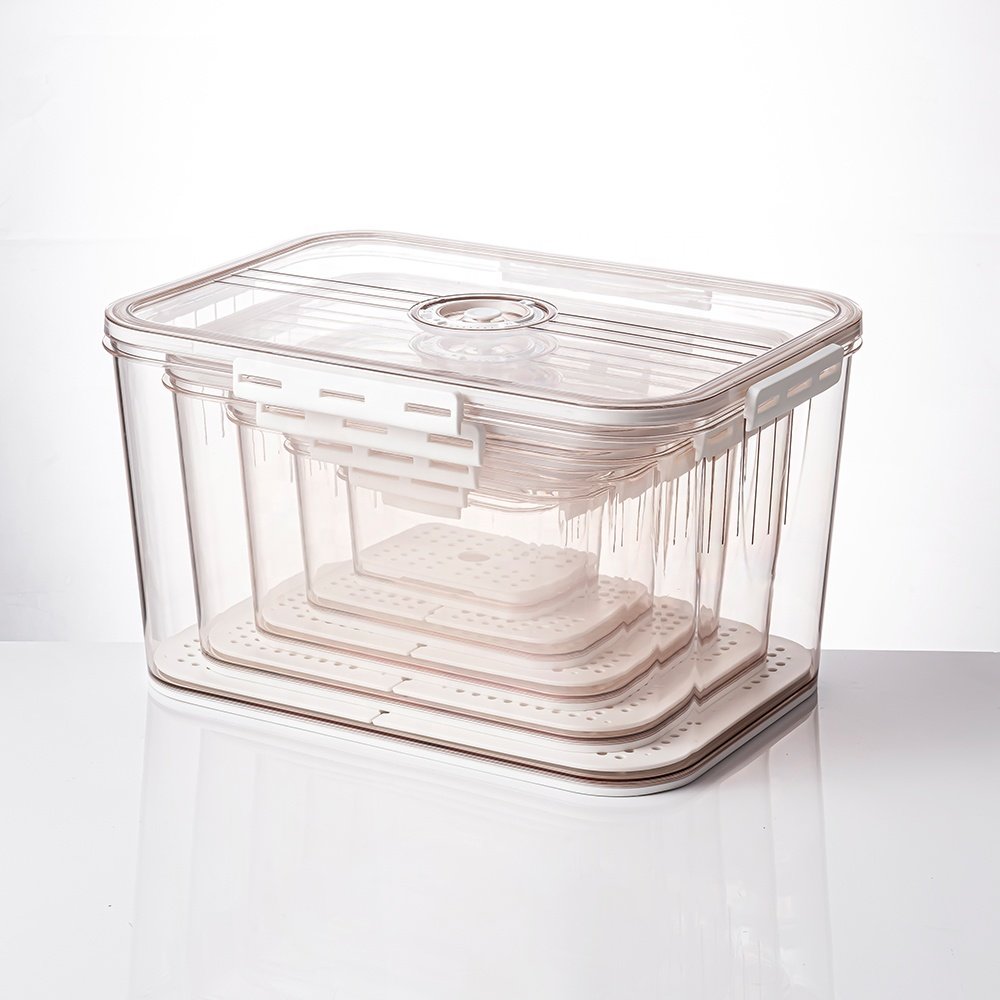Kitchen Plastic Crisper Airtight Stackable Food Containers Crisper Clear Fridge Storage Box For Fridge Container With Lid