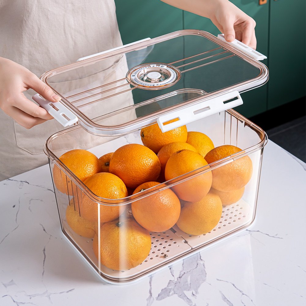 Kitchen Plastic Crisper Airtight Stackable Food Containers Crisper Clear Fridge Storage Box For Fridge Container With Lid