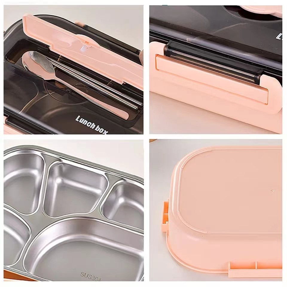 Wholesale Compartment Design Sealed Leakproof High Capacity Food Container Stainless Steel Bento Lunch Box With Cutlery
