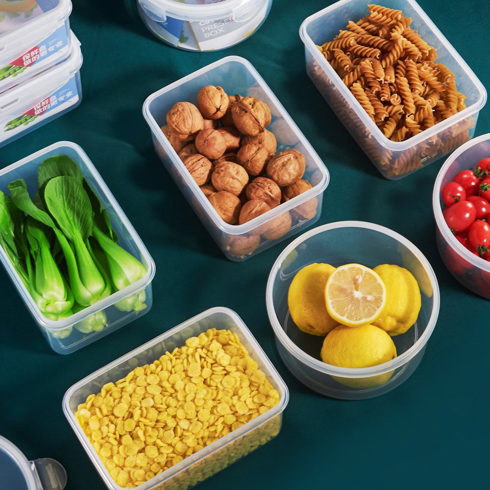 Large 1900ml round heat resistant plastic food storage container with venting holes
