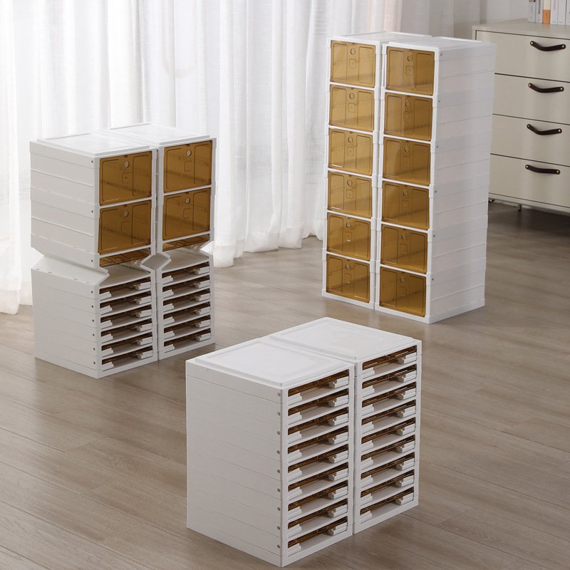 Transparent Drawer Style Shoe Storage Box Shoe Cabinet Storage Save Space Folding Shoe Box