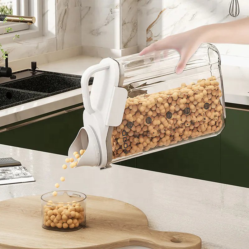 YY Wholesale Grain Transparent Tank Rice Barrel Eco Friendly Plastic Bulk Food Storage Container Cereal Dispenser For Rice Flour