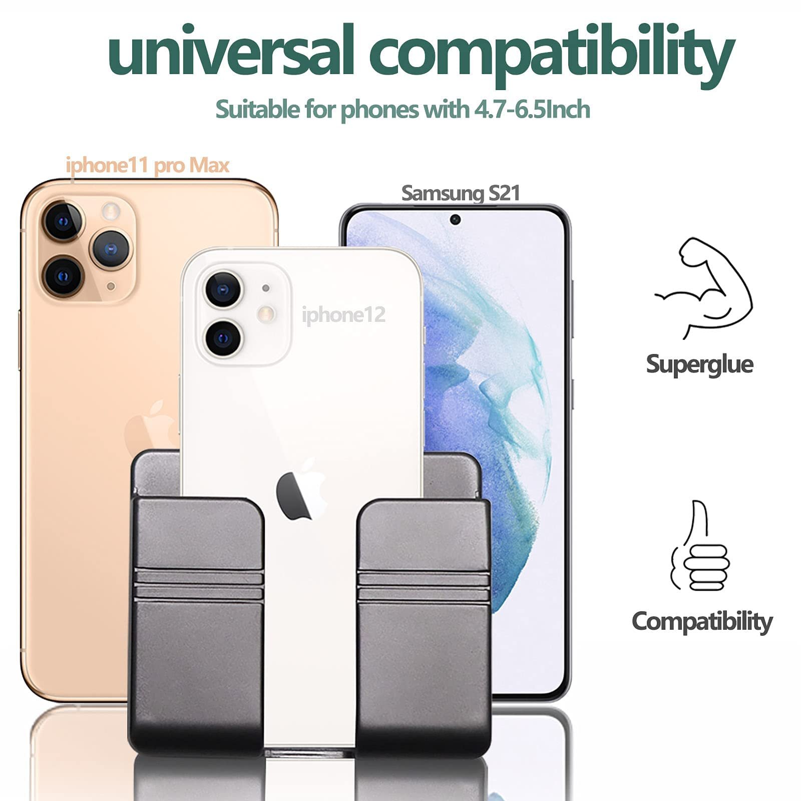 Phone Accessories Wall Mount Adhesive Mobile Phone Wall Charger Holder and Remote Control Stand Multipurpose Storage Box 2024