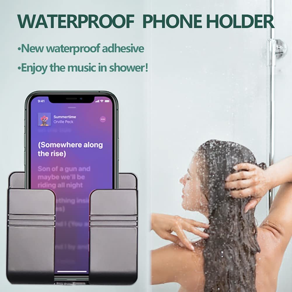 Phone Accessories Wall Mount Adhesive Mobile Phone Wall Charger Holder and Remote Control Stand Multipurpose Storage Box 2024