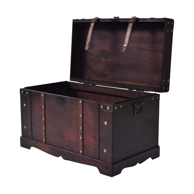 Vintage Wooden Storage Box Durable Wooden Treasure Box with Lid wood trunk box Old Storage Trunks