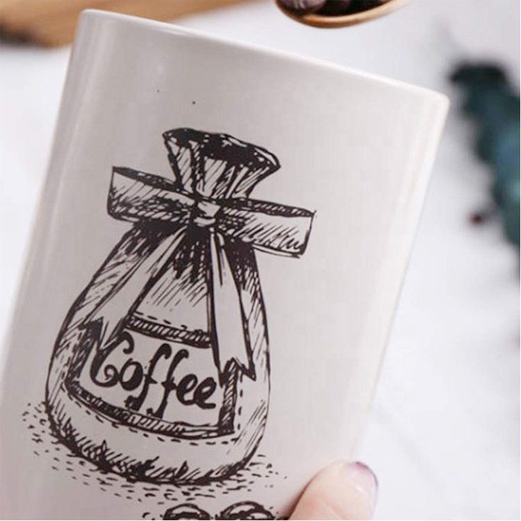 Metal Cream 3-Piece Vintage Retro Food Storage Coffee Sugar Tea Kitchen Canister Metal Canisters Set With Bamboo Lid