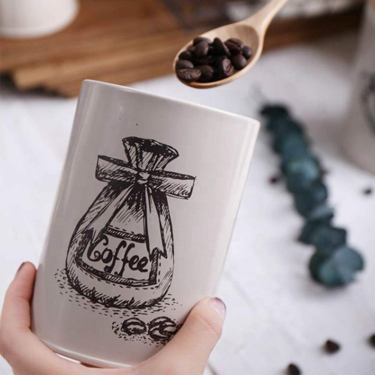 Metal Cream 3-Piece Vintage Retro Food Storage Coffee Sugar Tea Kitchen Canister Metal Canisters Set With Bamboo Lid